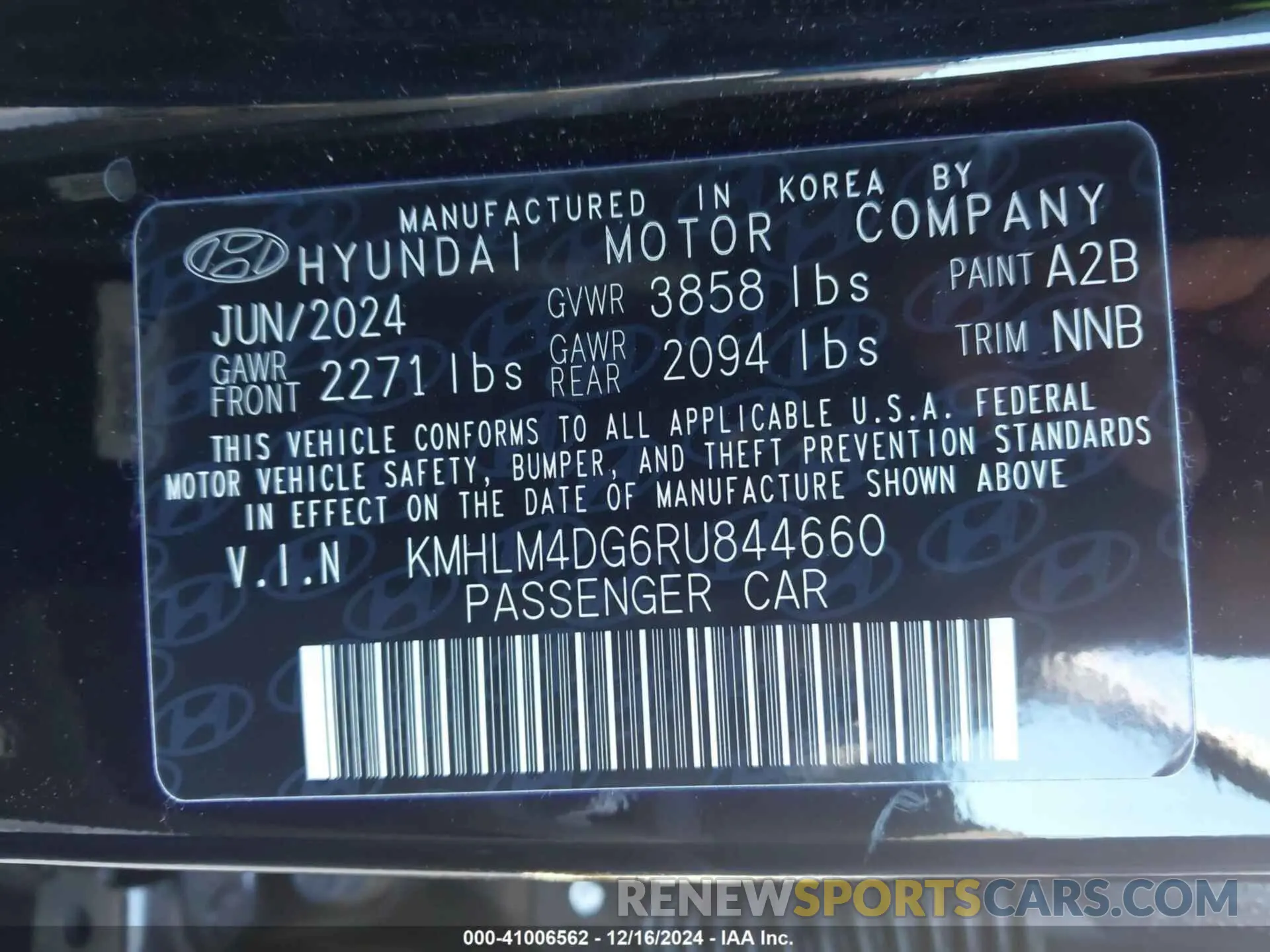 9 Photograph of a damaged car KMHLM4DG6RU844660 HYUNDAI ELANTRA 2024