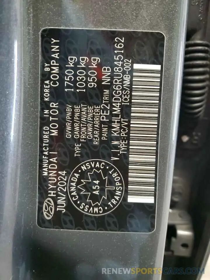 12 Photograph of a damaged car KMHLM4DG6RU845162 HYUNDAI ELANTRA 2024