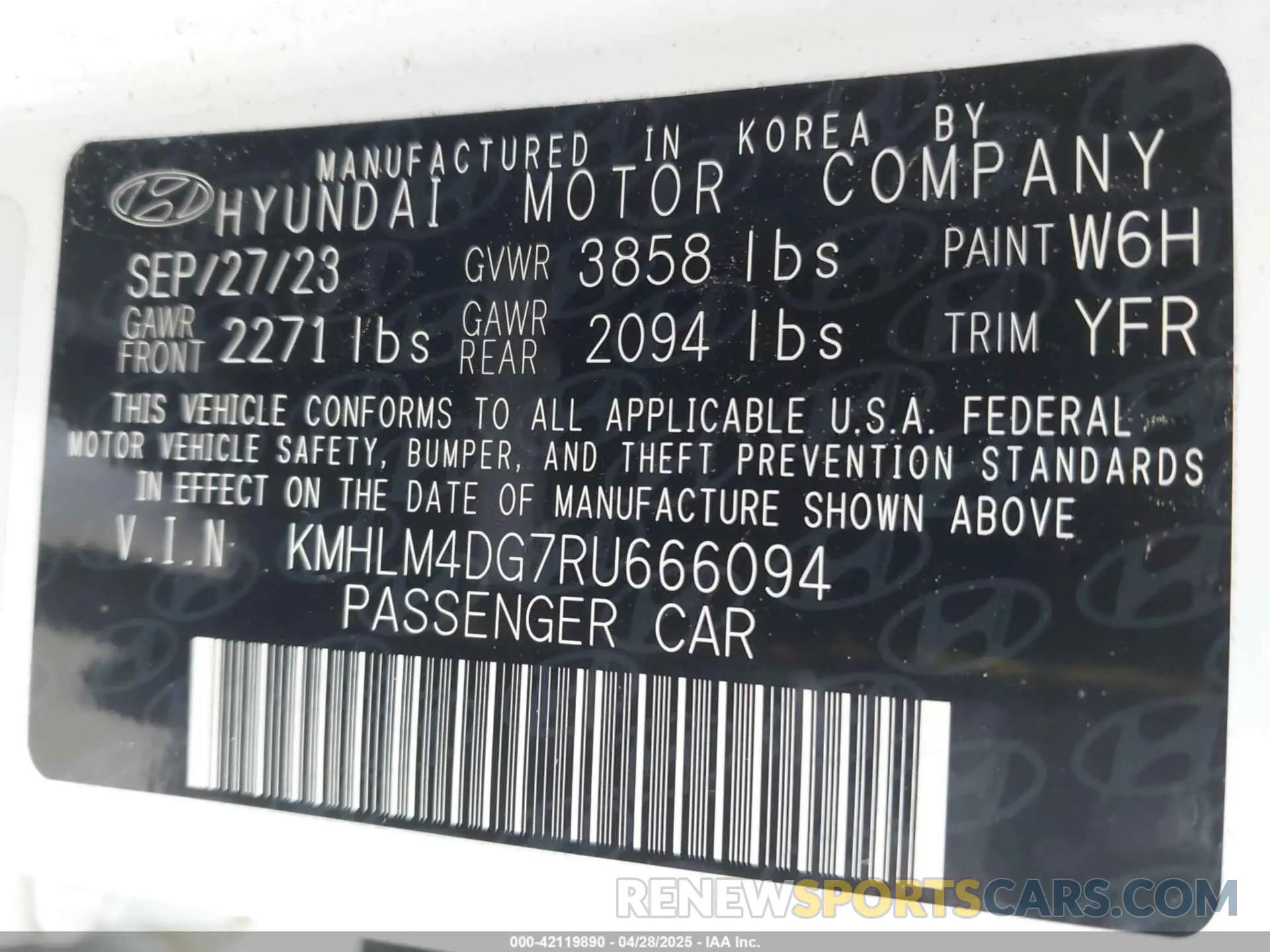 9 Фотография поврежденного автомобиля KMHLM4DG7RU666094 HYUNDAI ELANTRA 2024