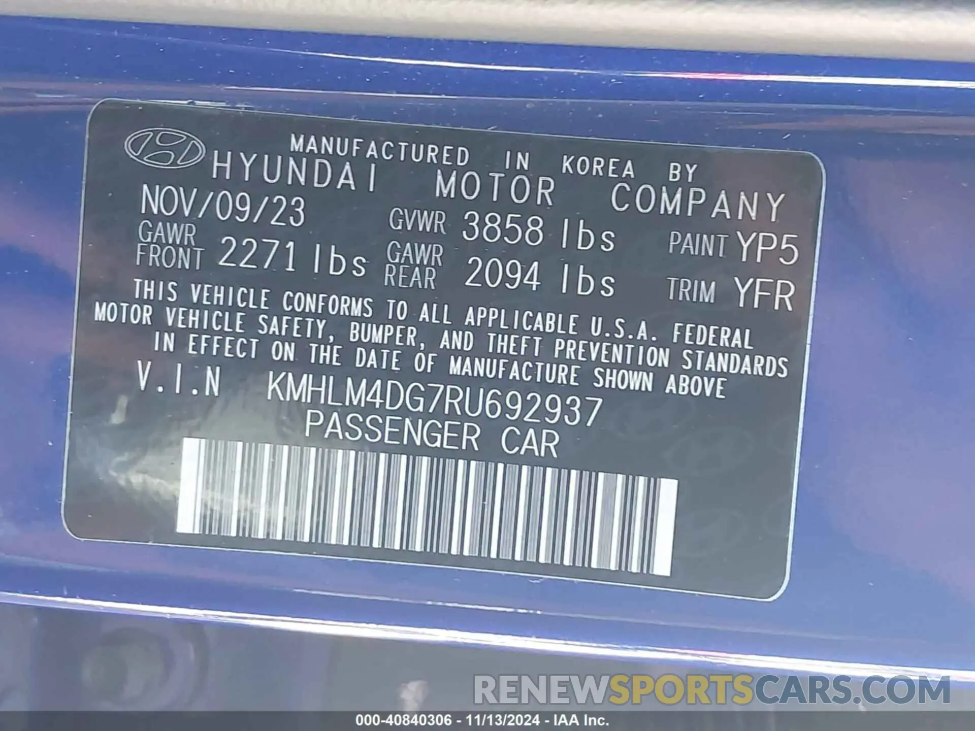 9 Photograph of a damaged car KMHLM4DG7RU692937 HYUNDAI ELANTRA 2024
