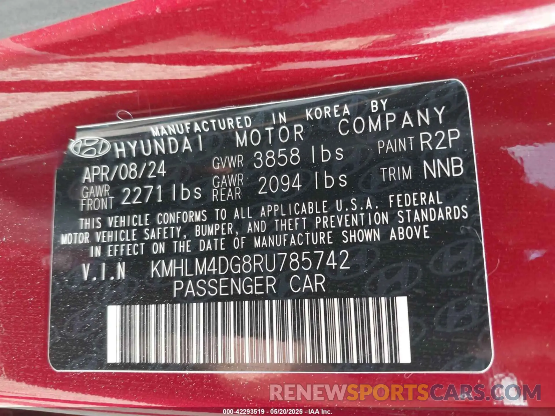 9 Photograph of a damaged car KMHLM4DG8RU785742 HYUNDAI ELANTRA 2024
