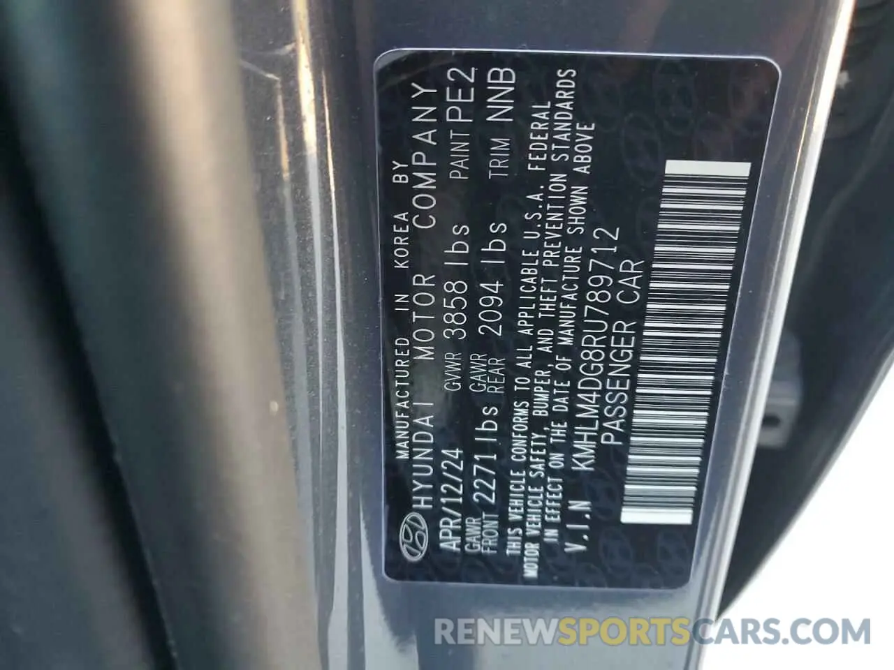 12 Photograph of a damaged car KMHLM4DG8RU789712 HYUNDAI ELANTRA 2024