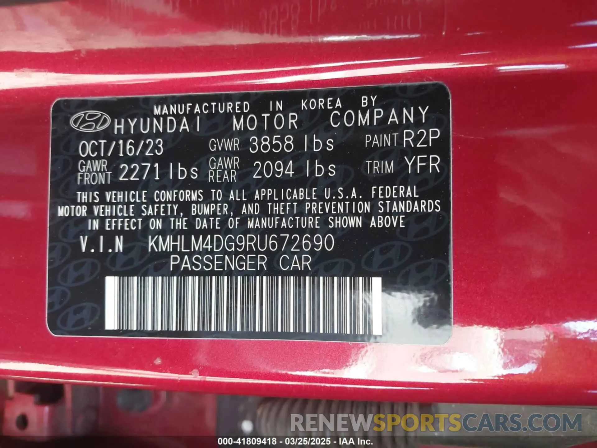 9 Photograph of a damaged car KMHLM4DG9RU672690 HYUNDAI ELANTRA 2024