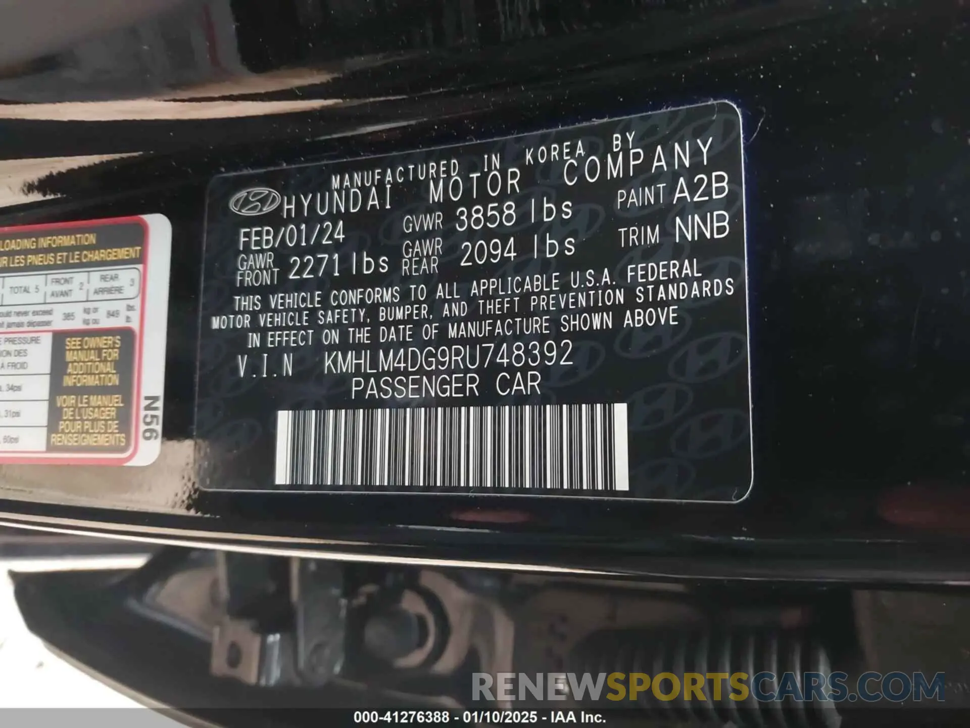 9 Photograph of a damaged car KMHLM4DG9RU748392 HYUNDAI ELANTRA 2024