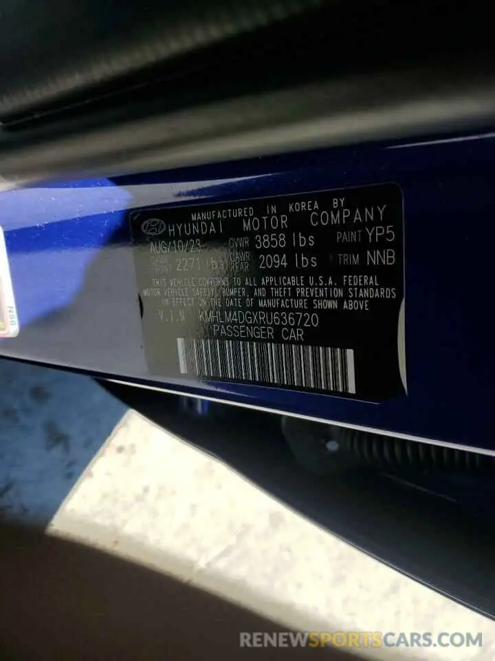 14 Photograph of a damaged car KMHLM4DGXRU636720 HYUNDAI ELANTRA 2024