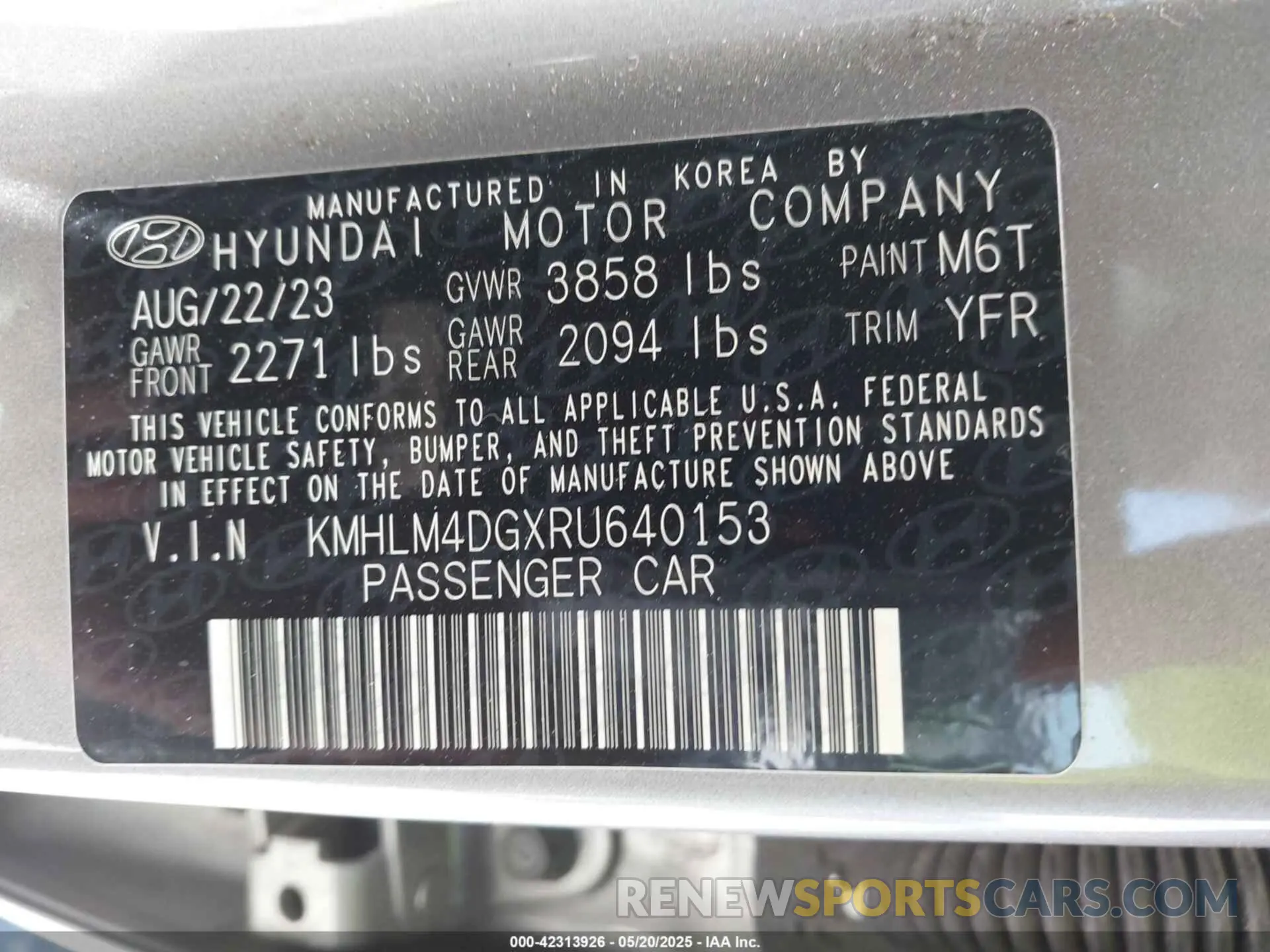 9 Фотография поврежденного автомобиля KMHLM4DGXRU640153 HYUNDAI ELANTRA 2024