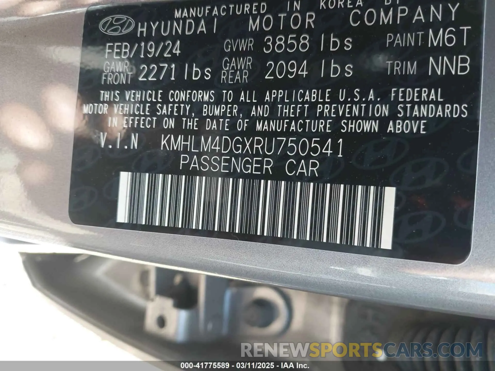 9 Фотография поврежденного автомобиля KMHLM4DGXRU750541 HYUNDAI ELANTRA 2024