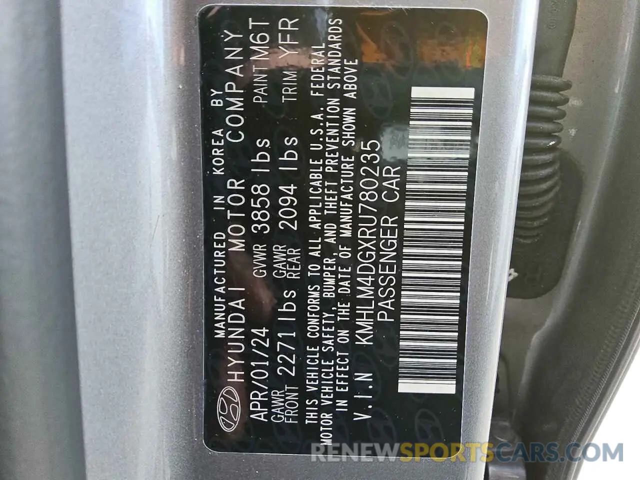 13 Фотография поврежденного автомобиля KMHLM4DGXRU780235 HYUNDAI ELANTRA 2024