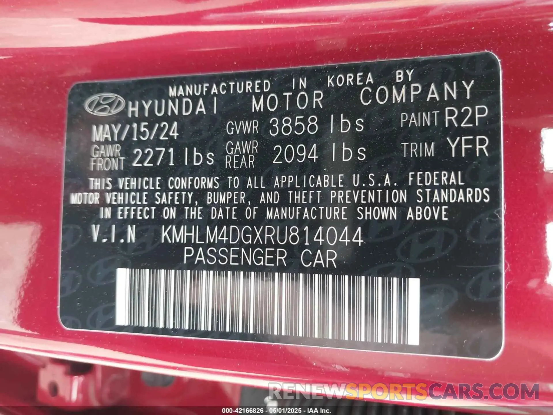 9 Фотография поврежденного автомобиля KMHLM4DGXRU814044 HYUNDAI ELANTRA 2024