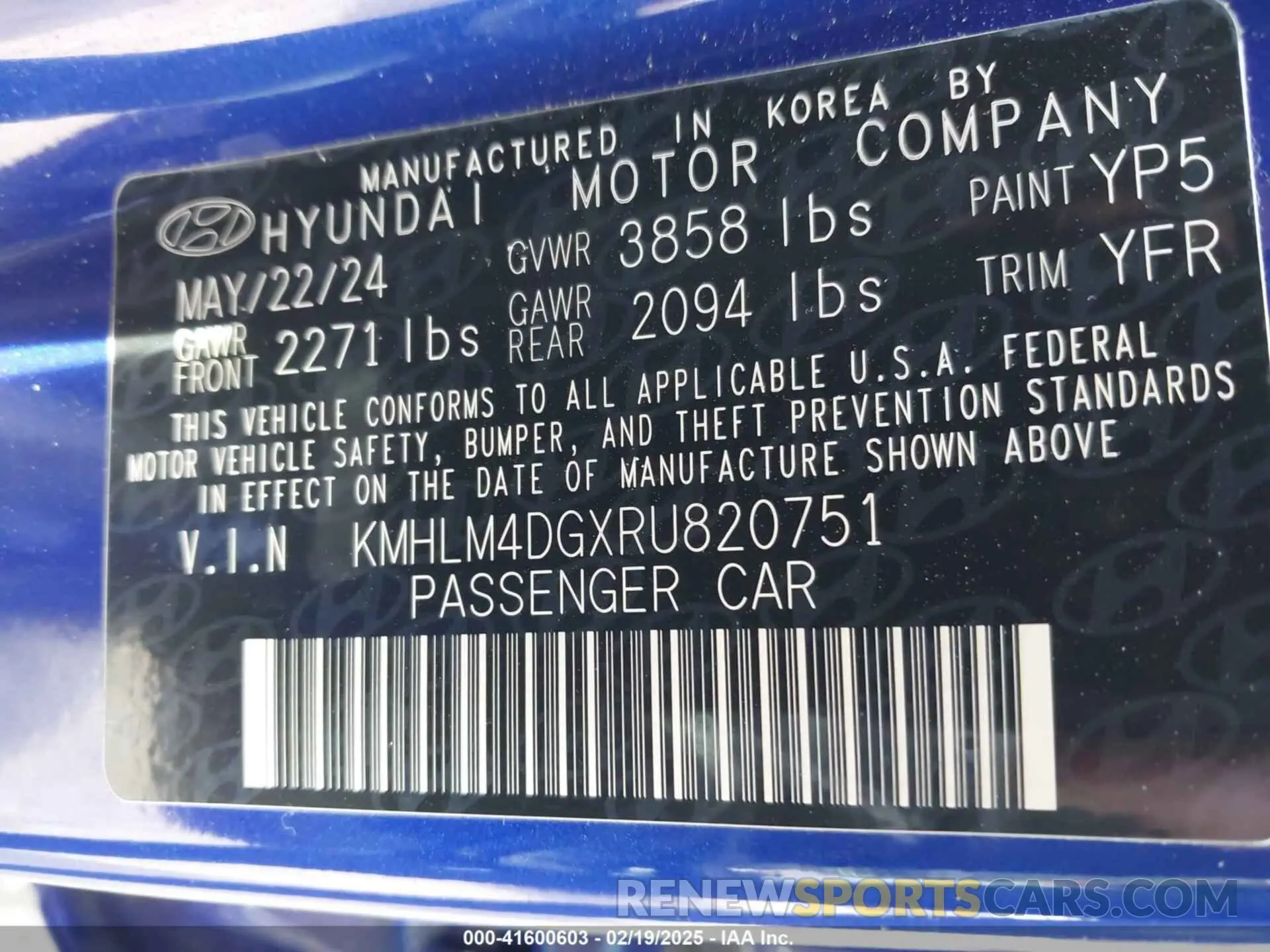 9 Фотография поврежденного автомобиля KMHLM4DGXRU820751 HYUNDAI ELANTRA 2024