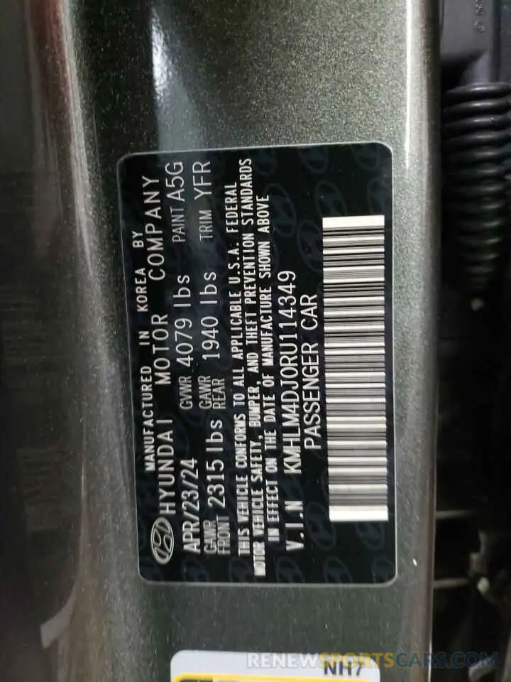 12 Photograph of a damaged car KMHLM4DJ0RU114349 HYUNDAI ELANTRA 2024