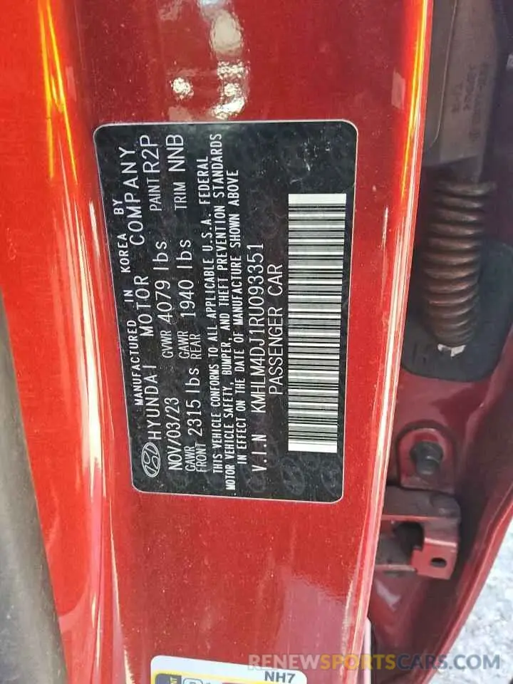 13 Photograph of a damaged car KMHLM4DJ1RU093351 HYUNDAI ELANTRA 2024