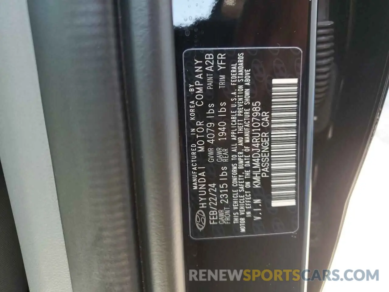 14 Photograph of a damaged car KMHLM4DJ4RU107985 HYUNDAI ELANTRA 2024
