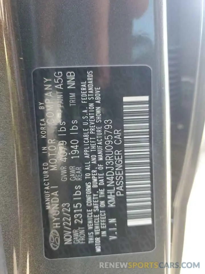 13 Фотография поврежденного автомобиля KMHLN4DJ3RU095793 HYUNDAI ELANTRA 2024