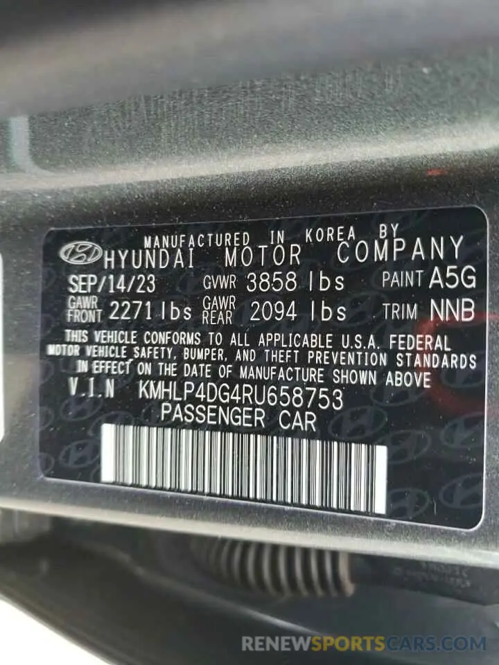 13 Фотография поврежденного автомобиля KMHLP4DG4RU658753 HYUNDAI ELANTRA 2024