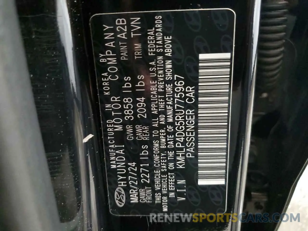 12 Photograph of a damaged car KMHLP4DG5RU775967 HYUNDAI ELANTRA 2024