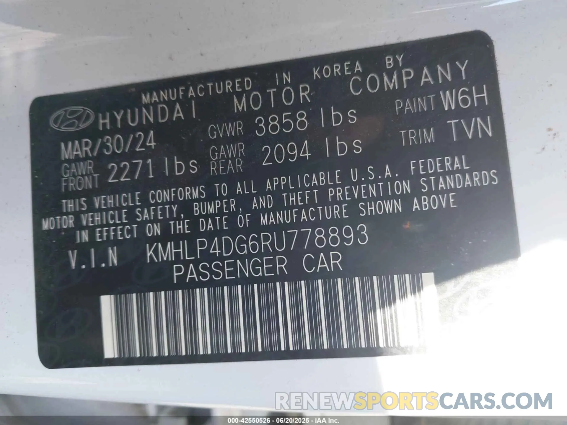 9 Photograph of a damaged car KMHLP4DG6RU778893 HYUNDAI ELANTRA 2024