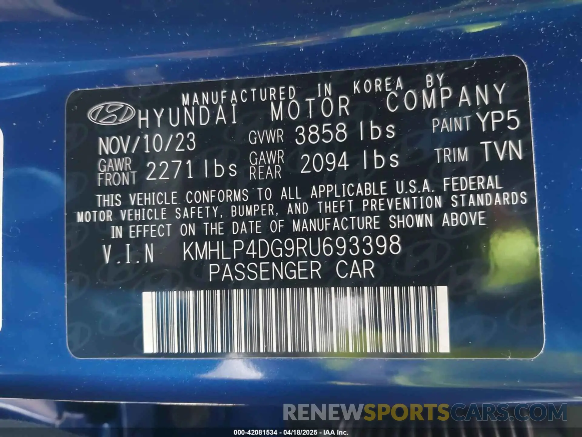 9 Photograph of a damaged car KMHLP4DG9RU693398 HYUNDAI ELANTRA 2024