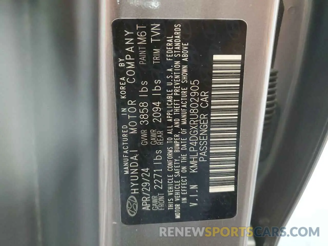 12 Photograph of a damaged car KMHLP4DGXRU802905 HYUNDAI ELANTRA 2024