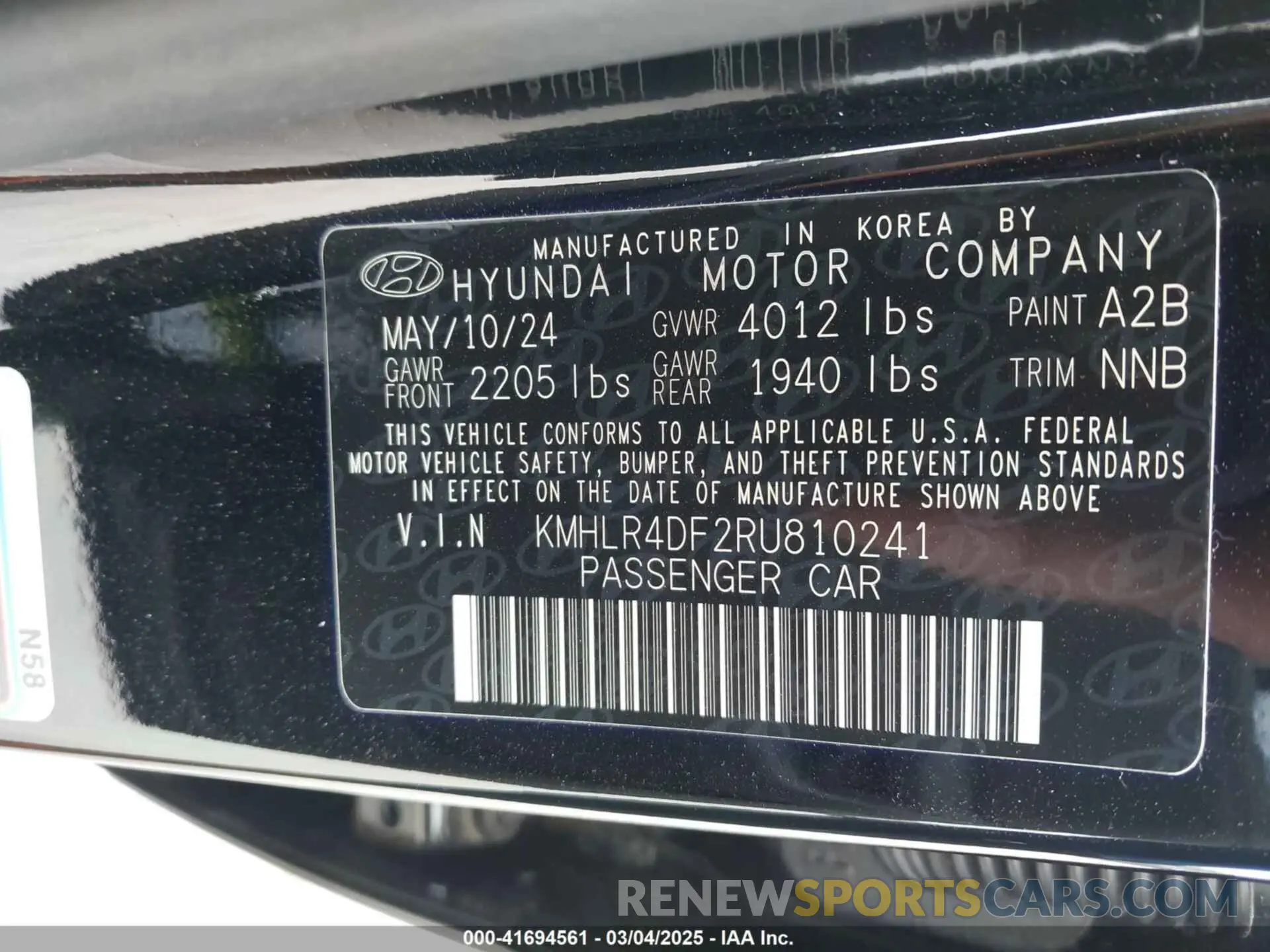 9 Photograph of a damaged car KMHLR4DF2RU810241 HYUNDAI ELANTRA 2024