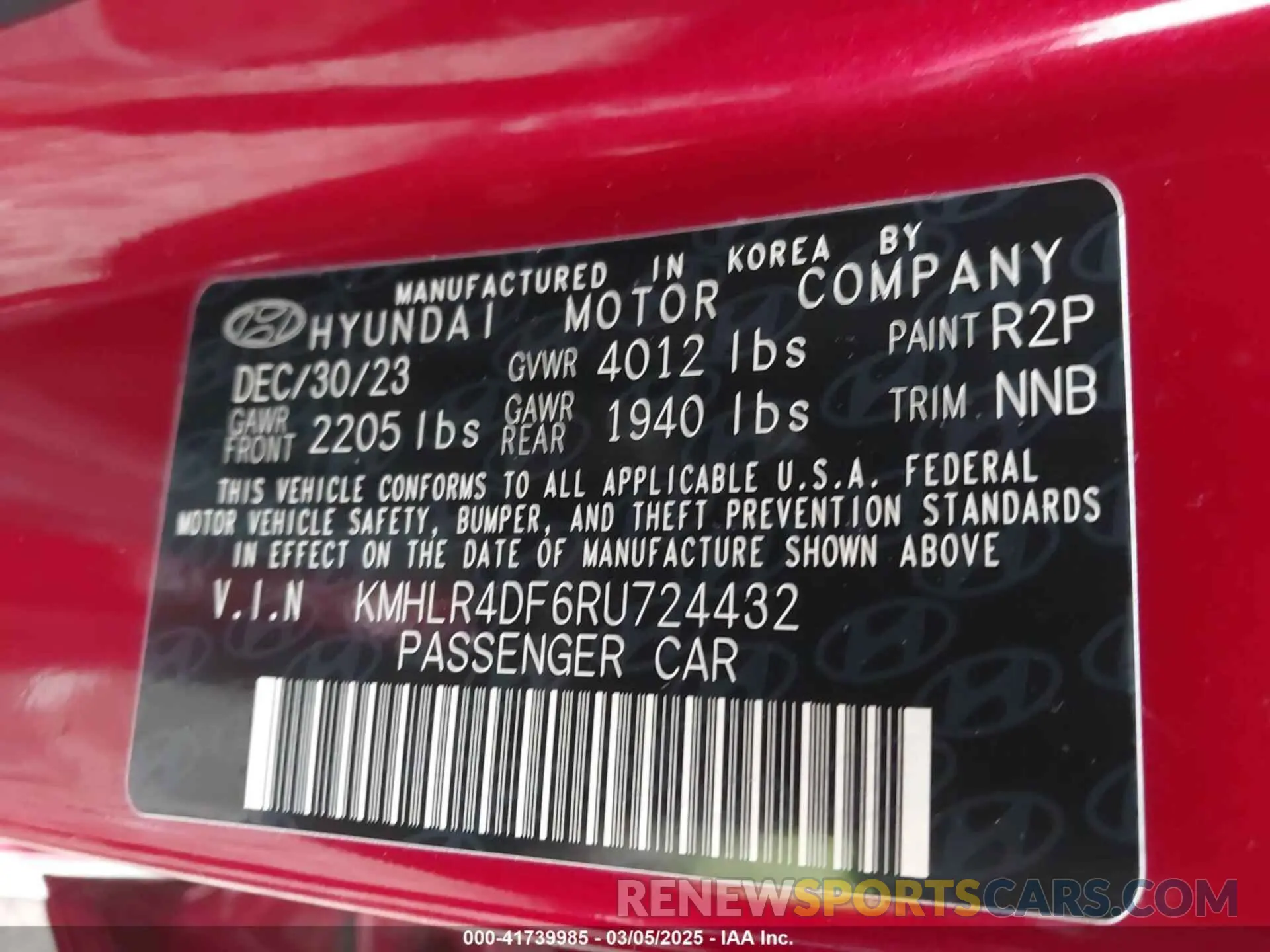9 Photograph of a damaged car KMHLR4DF6RU724432 HYUNDAI ELANTRA 2024