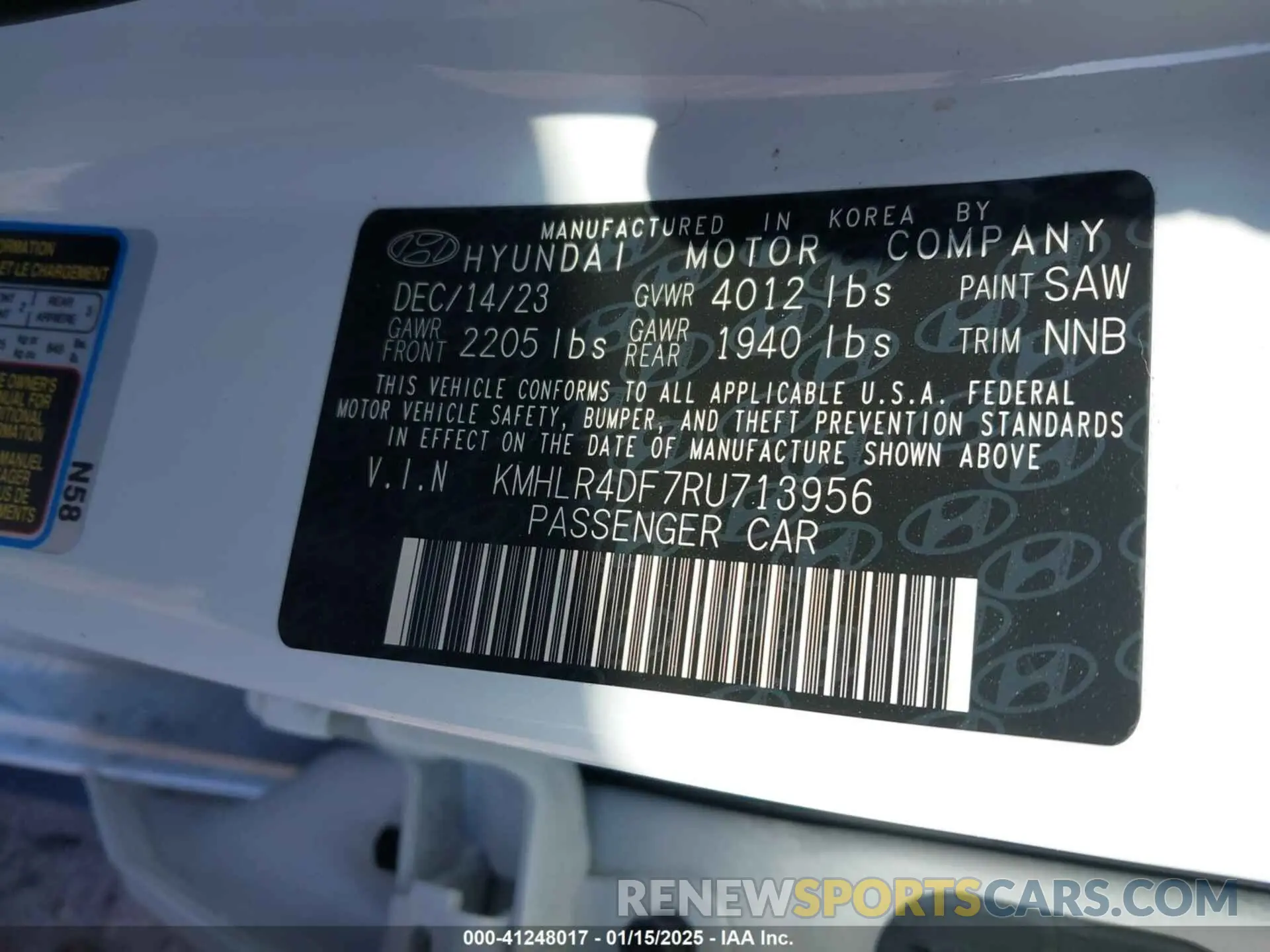 9 Фотография поврежденного автомобиля KMHLR4DF7RU713956 HYUNDAI ELANTRA 2024
