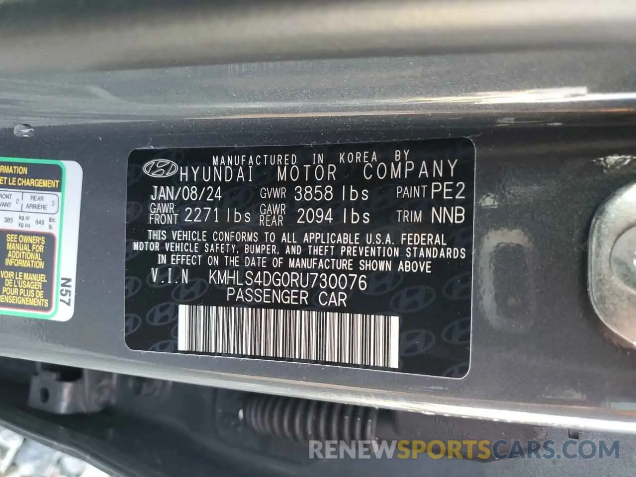 12 Photograph of a damaged car KMHLS4DG0RU730076 HYUNDAI ELANTRA 2024