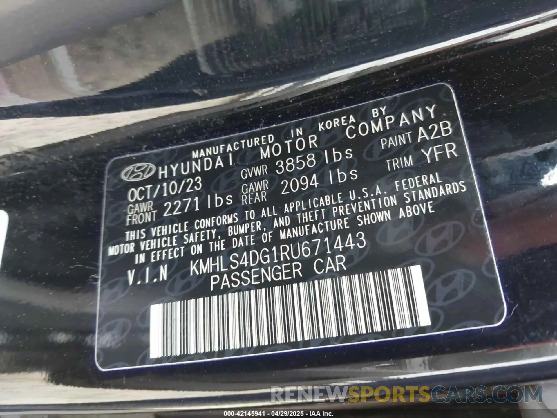 9 Фотография поврежденного автомобиля KMHLS4DG1RU671443 HYUNDAI ELANTRA 2024