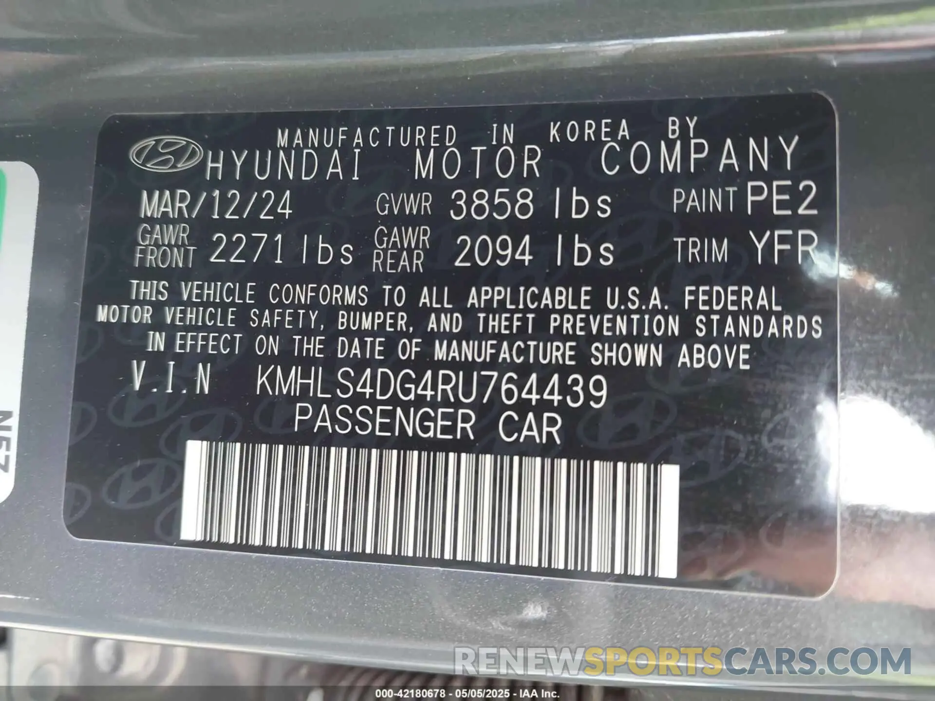 9 Photograph of a damaged car KMHLS4DG4RU764439 HYUNDAI ELANTRA 2024