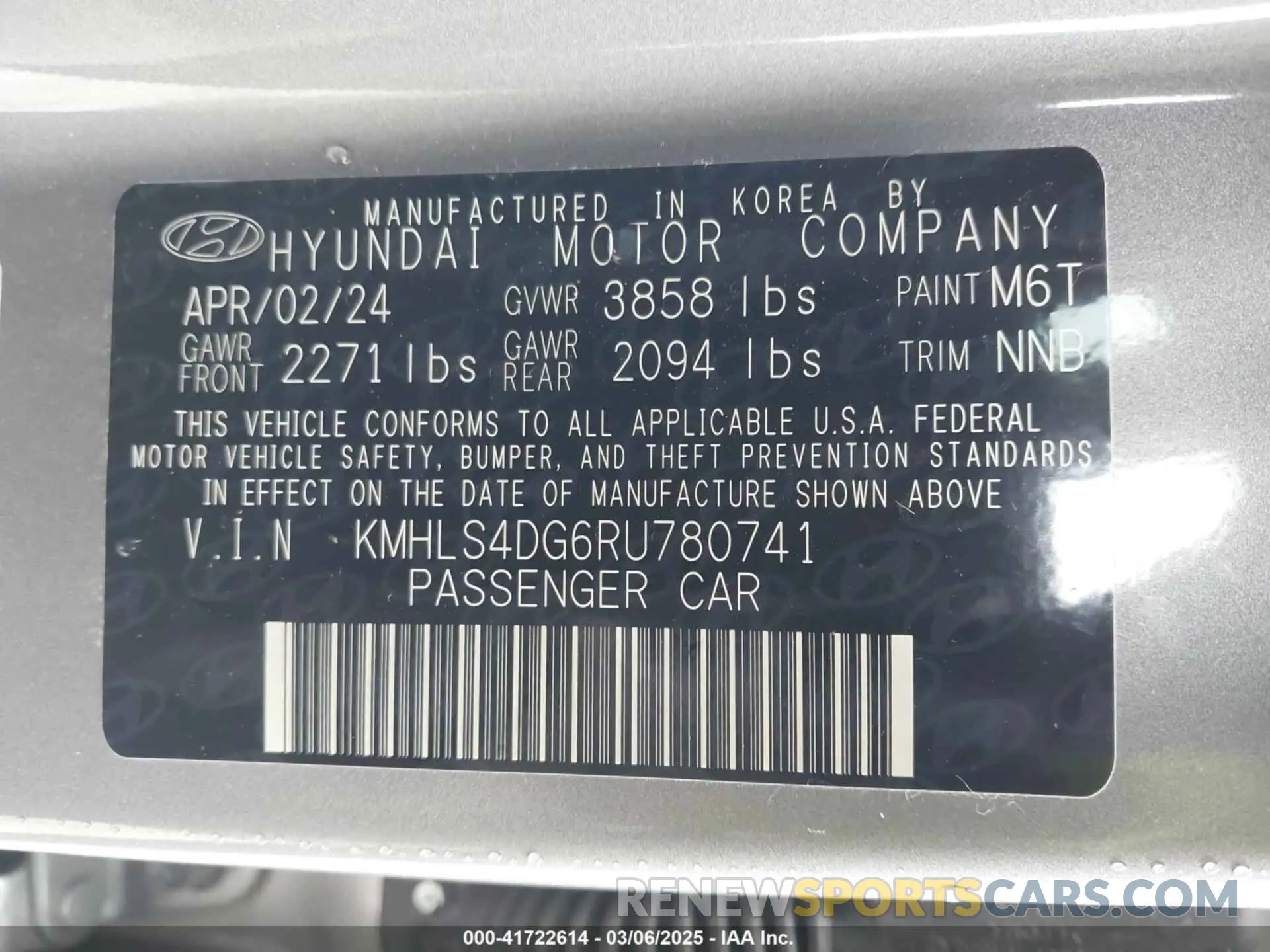 9 Photograph of a damaged car KMHLS4DG6RU780741 HYUNDAI ELANTRA 2024
