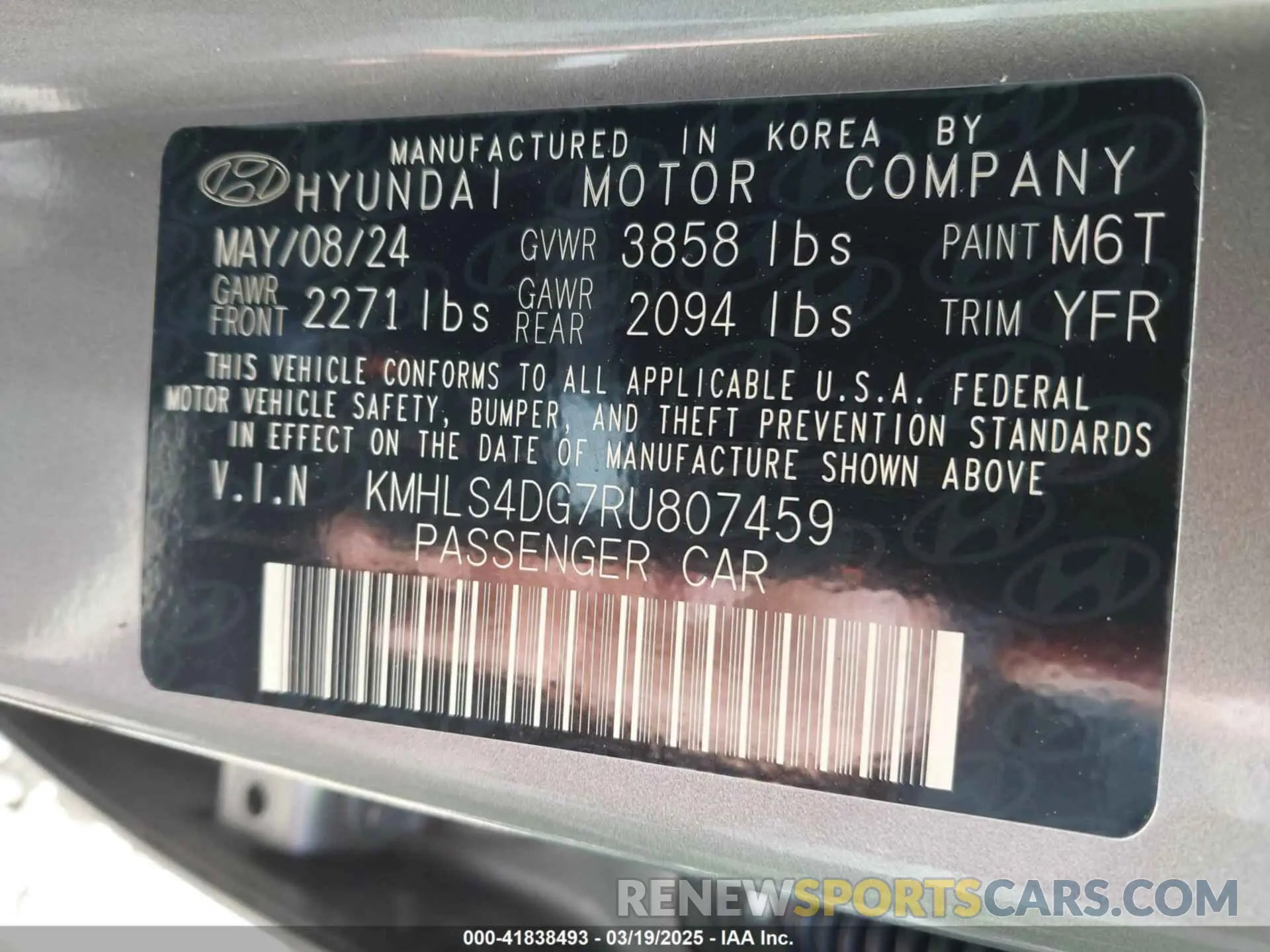 9 Фотография поврежденного автомобиля KMHLS4DG7RU807459 HYUNDAI ELANTRA 2024