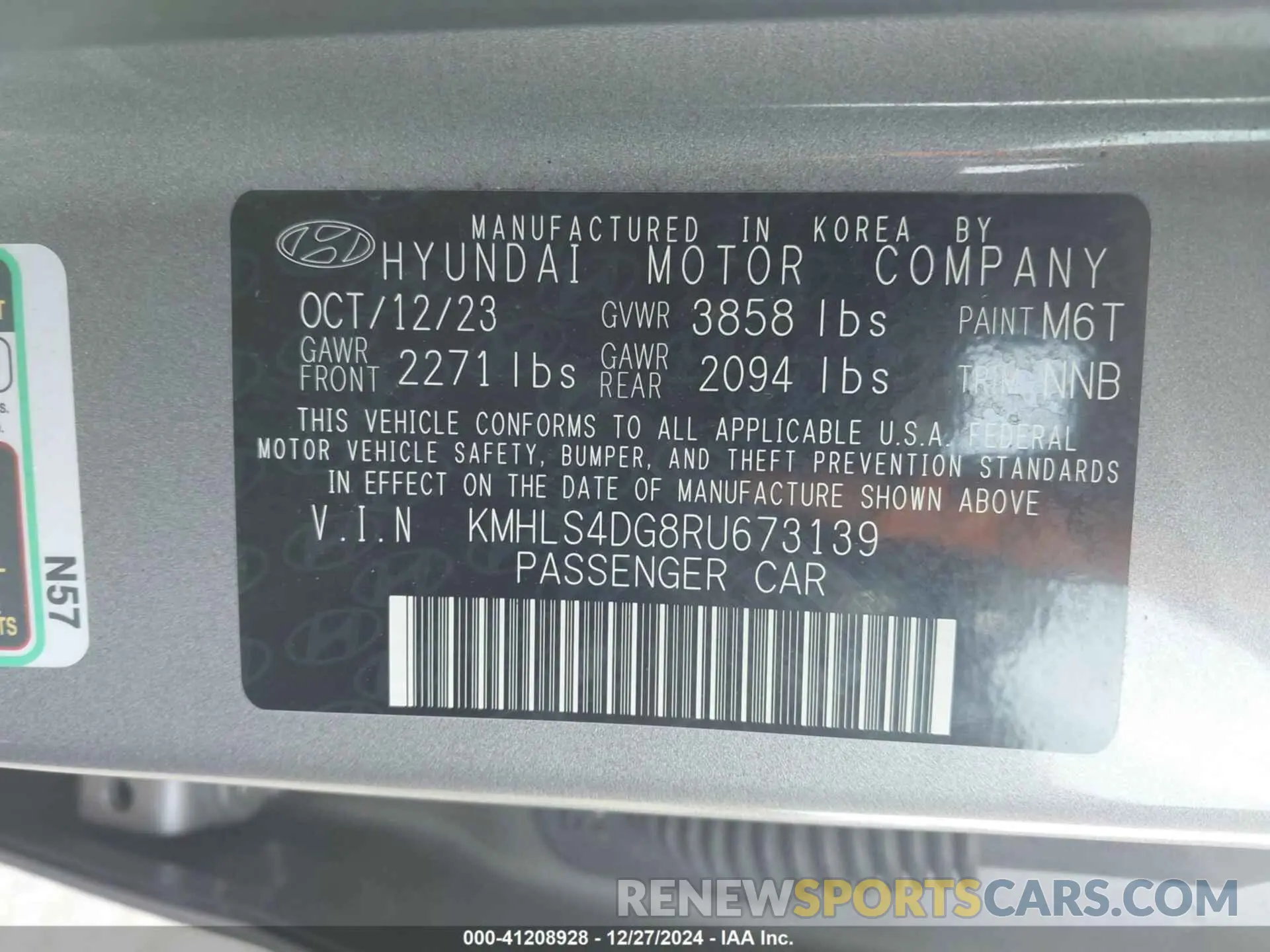 9 Photograph of a damaged car KMHLS4DG8RU673139 HYUNDAI ELANTRA 2024