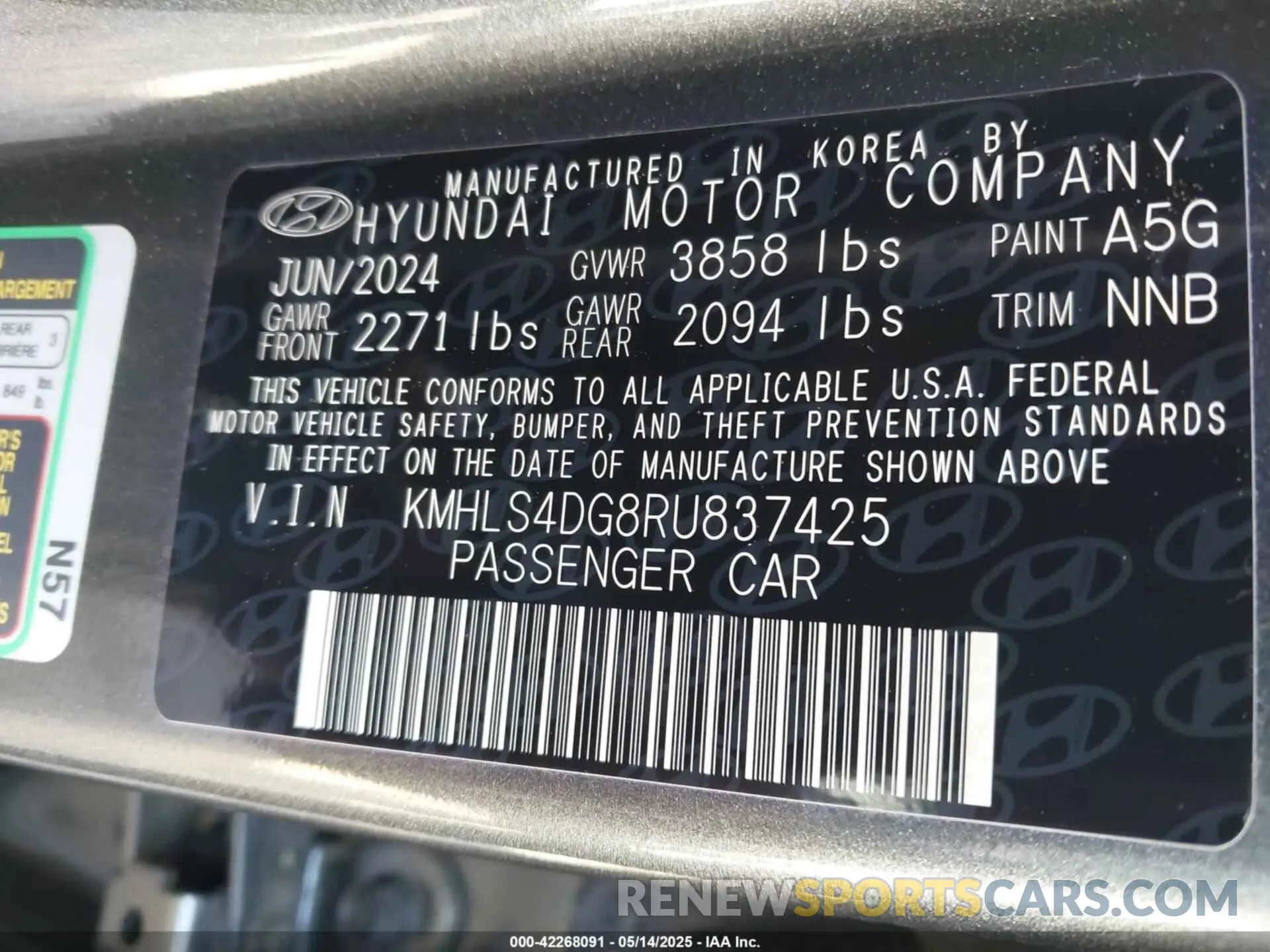 9 Photograph of a damaged car KMHLS4DG8RU837425 HYUNDAI ELANTRA 2024