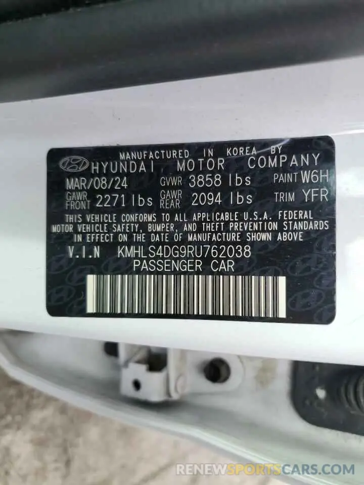 12 Photograph of a damaged car KMHLS4DG9RU762038 HYUNDAI ELANTRA 2024