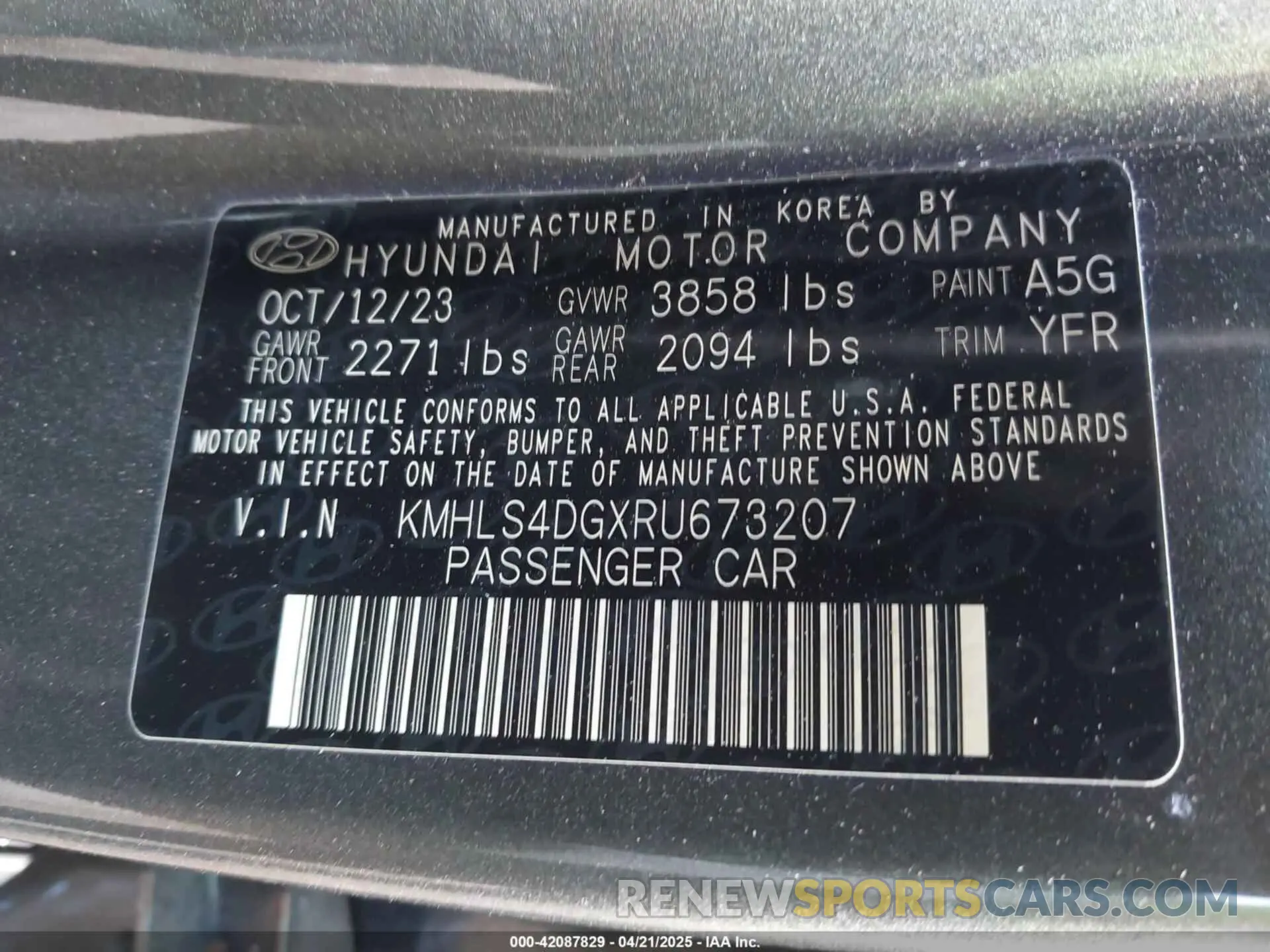 9 Фотография поврежденного автомобиля KMHLS4DGXRU673207 HYUNDAI ELANTRA 2024