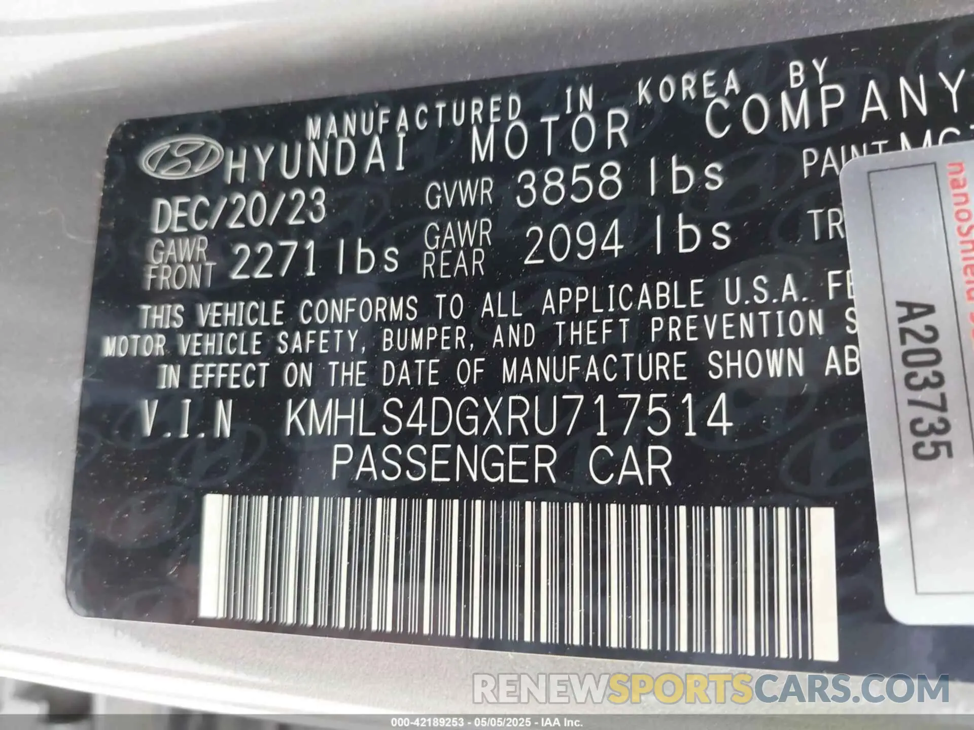 9 Photograph of a damaged car KMHLS4DGXRU717514 HYUNDAI ELANTRA 2024