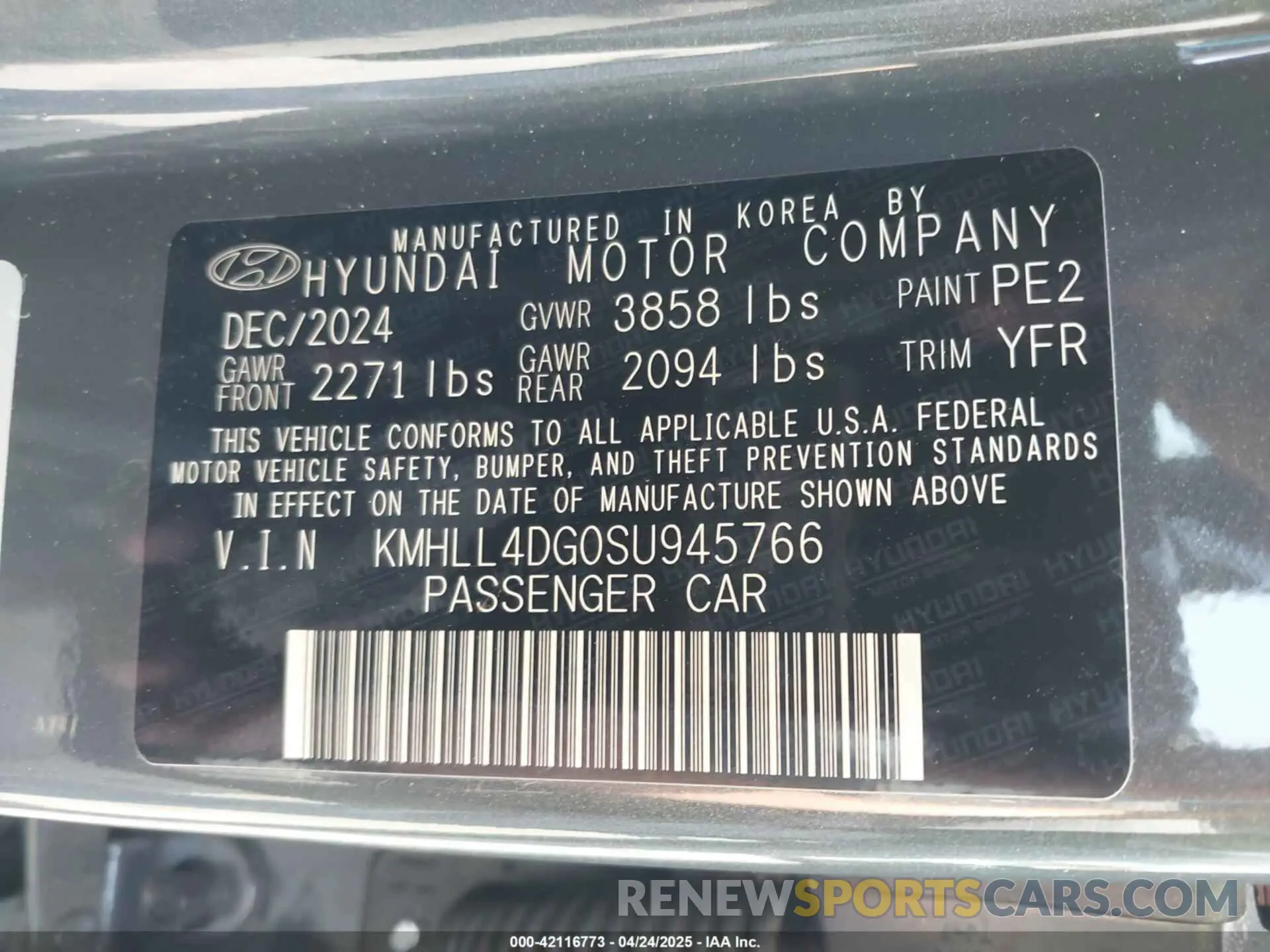 9 Фотография поврежденного автомобиля KMHLL4DG0SU945766 HYUNDAI ELANTRA 2025