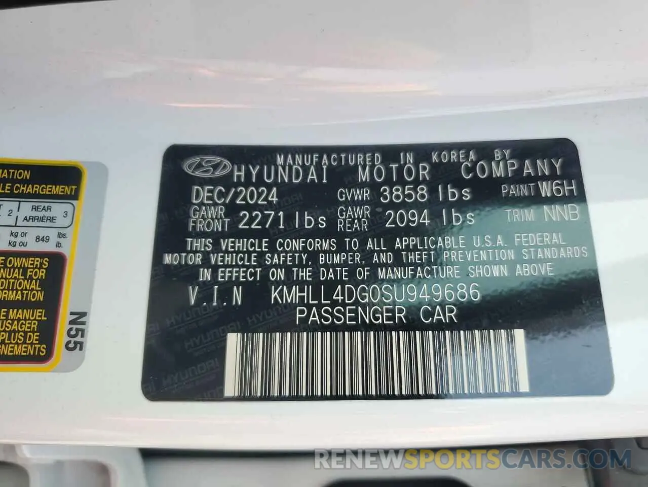 12 Фотография поврежденного автомобиля KMHLL4DG0SU949686 HYUNDAI ELANTRA 2025