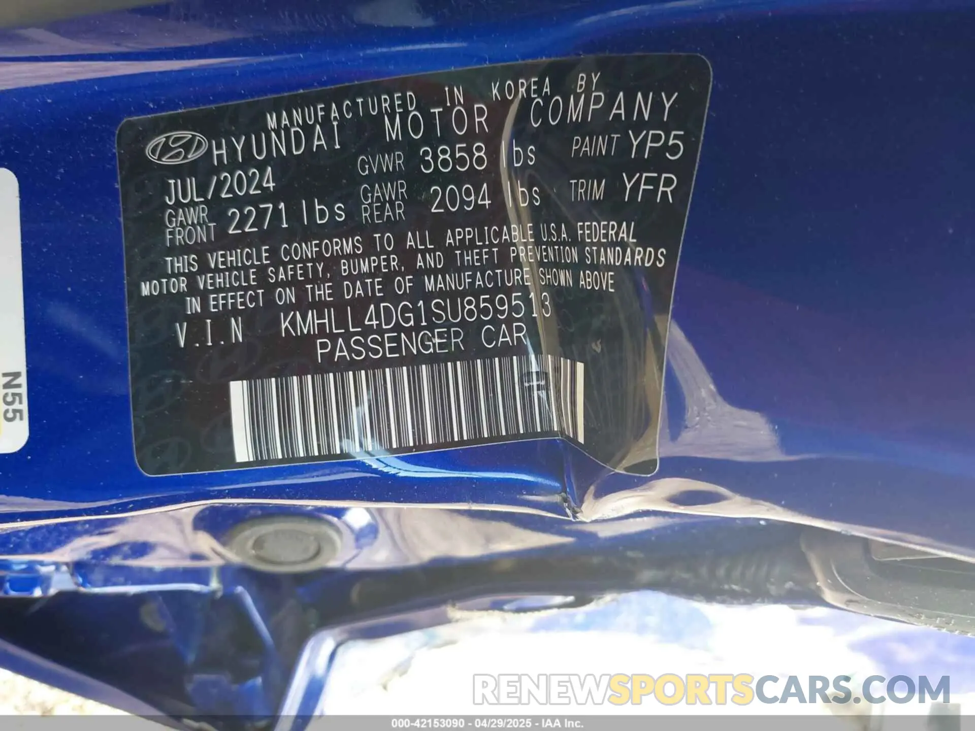 9 Фотография поврежденного автомобиля KMHLL4DG1SU859513 HYUNDAI ELANTRA 2025
