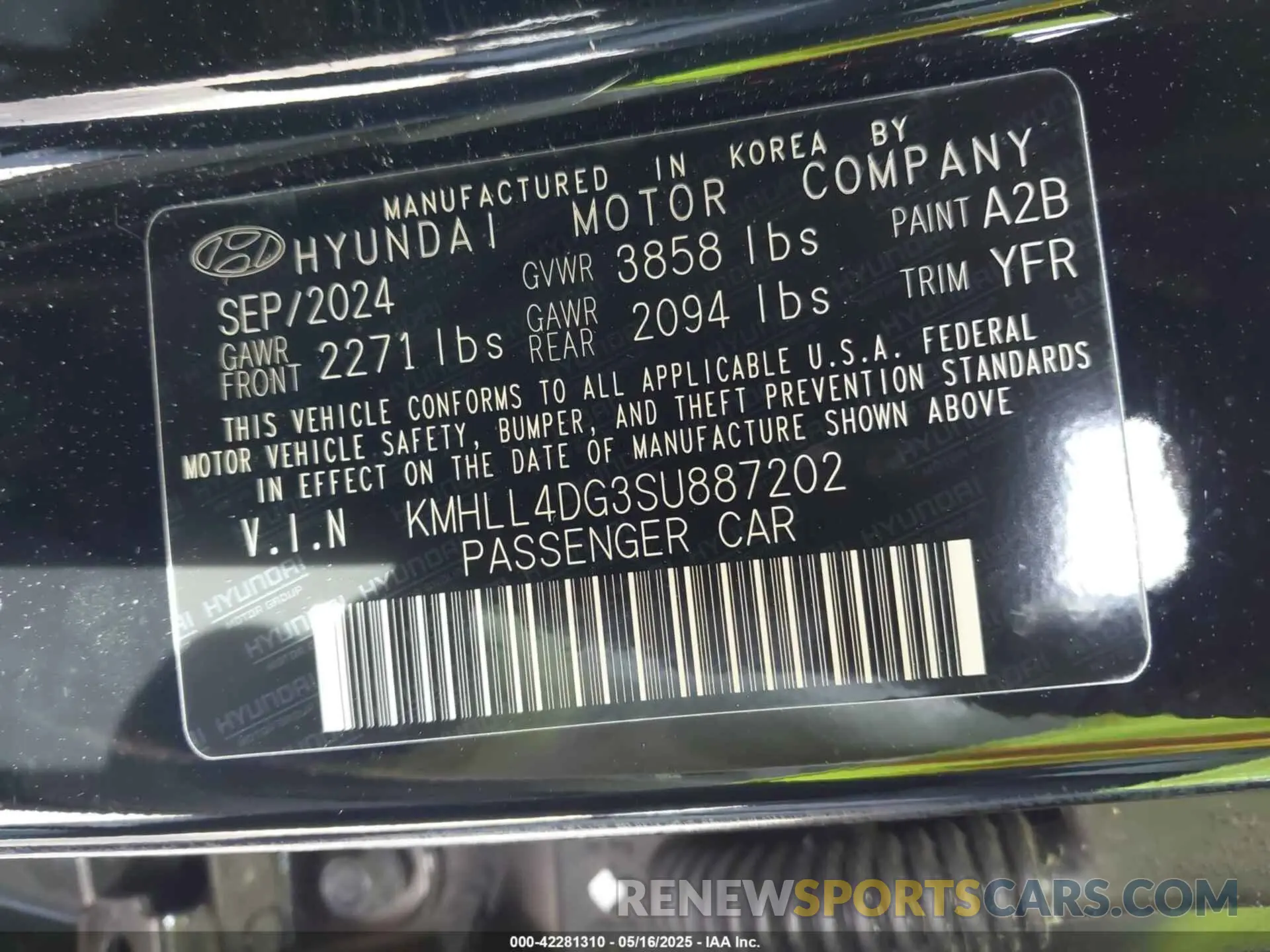9 Фотография поврежденного автомобиля KMHLL4DG3SU887202 HYUNDAI ELANTRA 2025