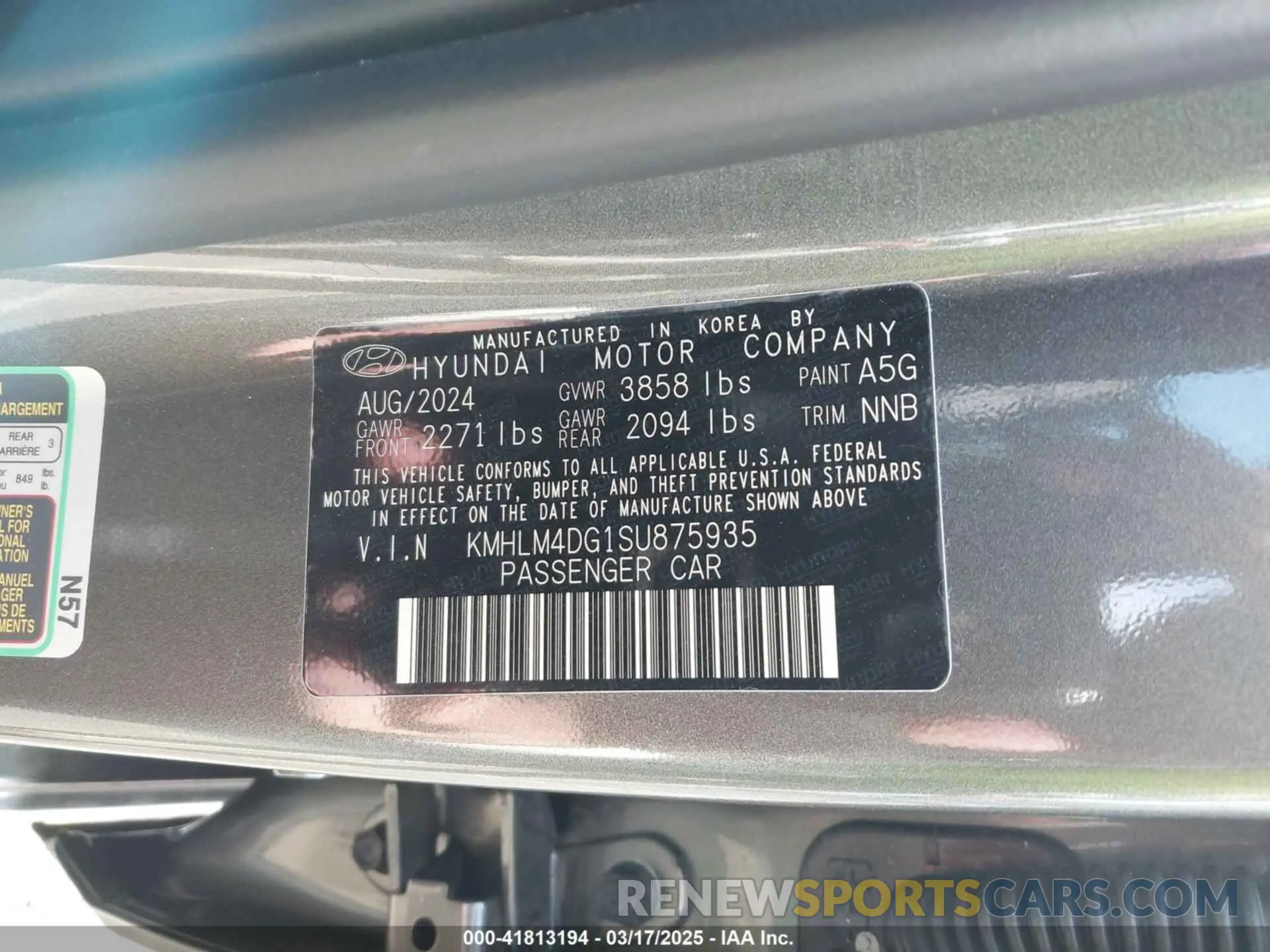 9 Фотография поврежденного автомобиля KMHLM4DG1SU875935 HYUNDAI ELANTRA 2025