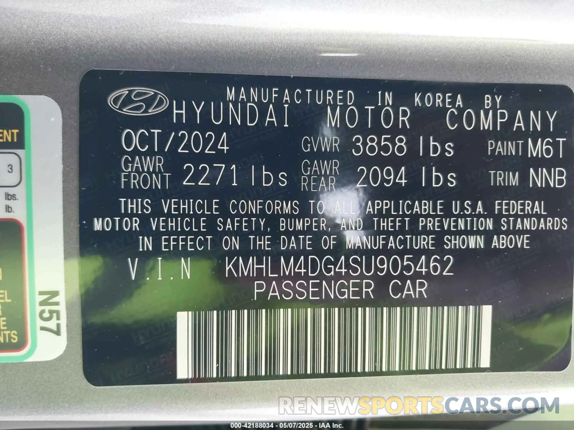 9 Photograph of a damaged car KMHLM4DG4SU905462 HYUNDAI ELANTRA 2025