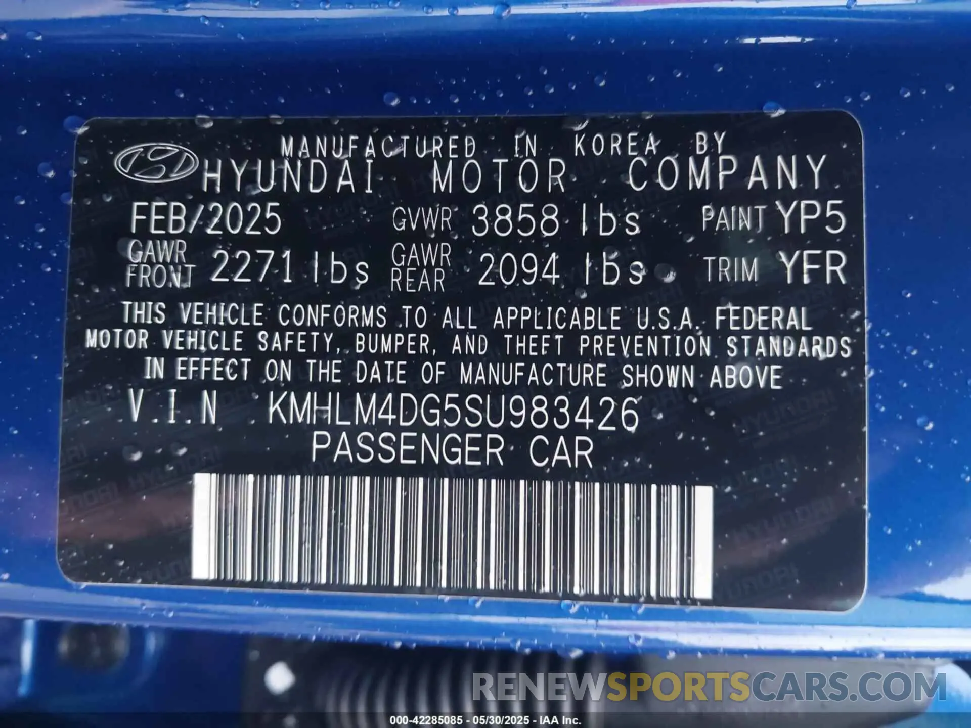 9 Photograph of a damaged car KMHLM4DG5SU983426 HYUNDAI ELANTRA 2025