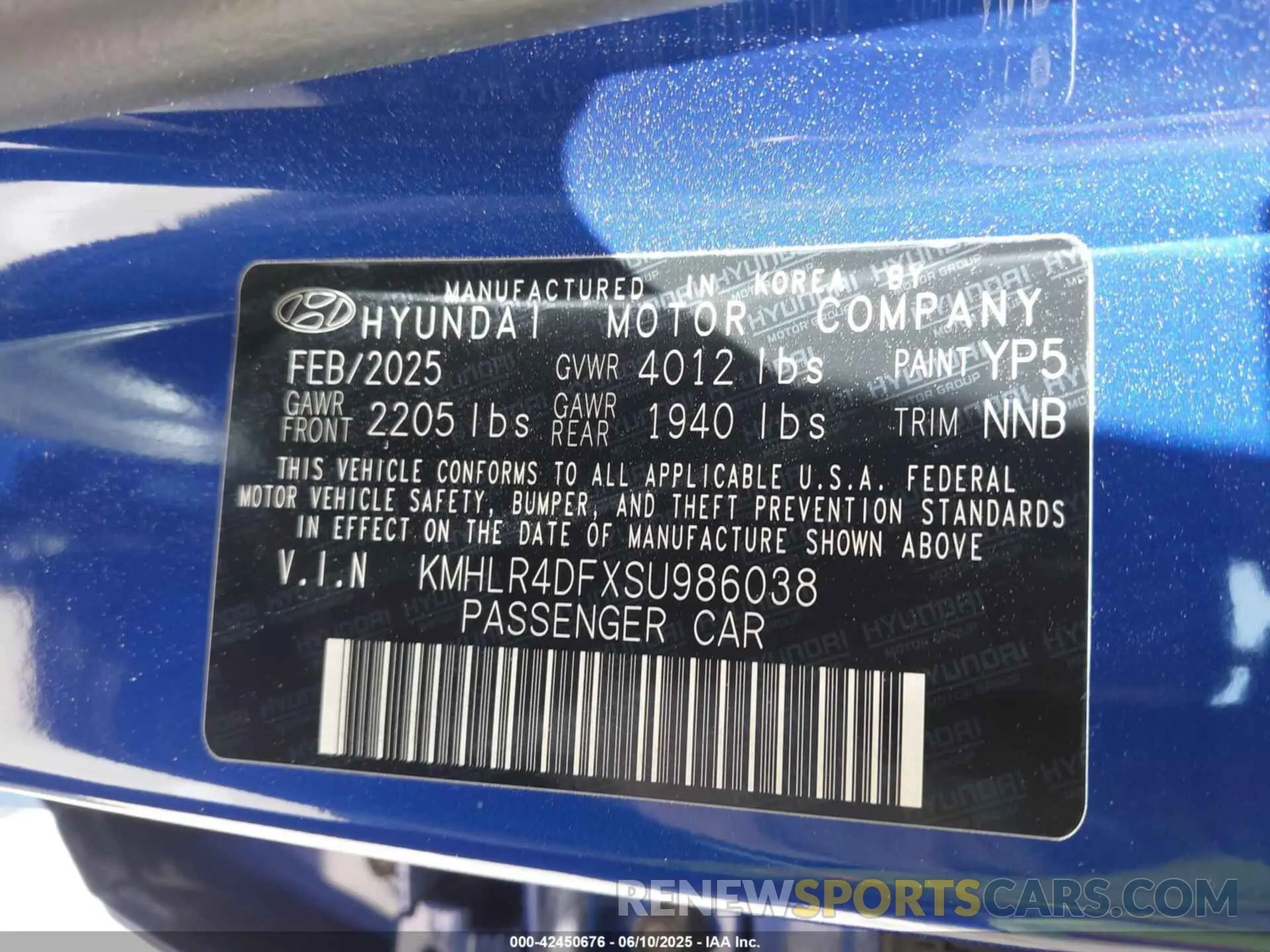 9 Photograph of a damaged car KMHLR4DFXSU986038 HYUNDAI ELANTRA 2025