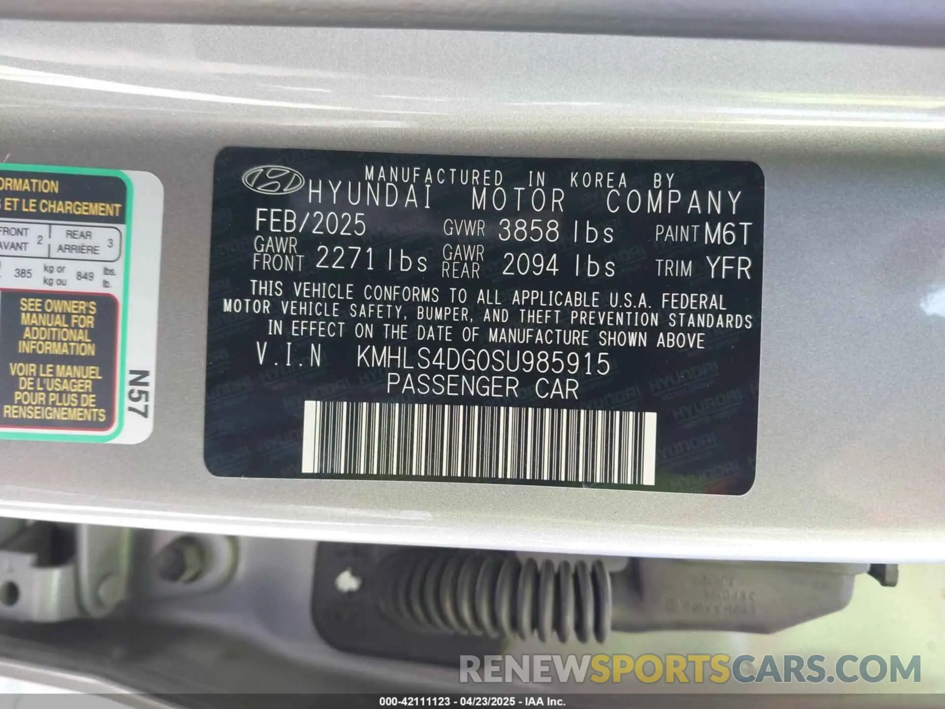 9 Фотография поврежденного автомобиля KMHLS4DG0SU985915 HYUNDAI ELANTRA 2025