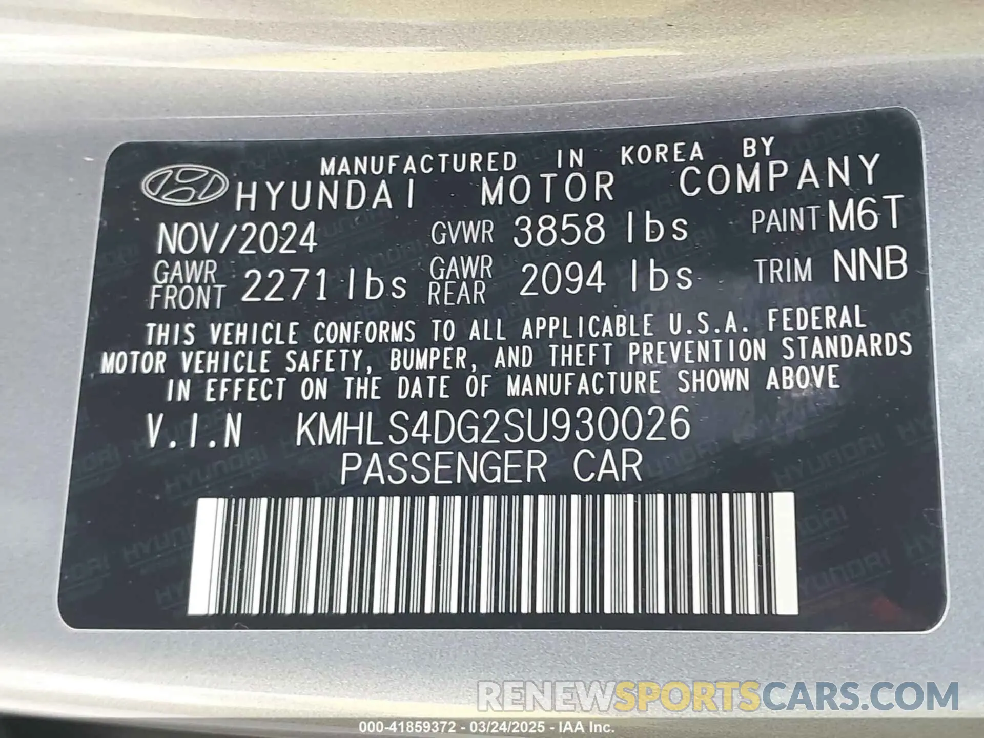 9 Photograph of a damaged car KMHLS4DG2SU930026 HYUNDAI ELANTRA 2025