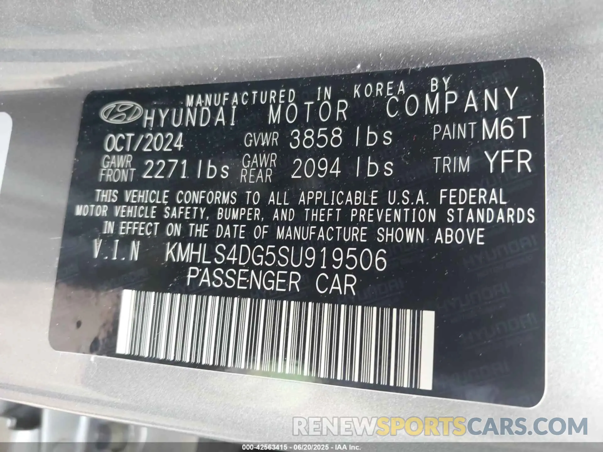 9 Фотография поврежденного автомобиля KMHLS4DG5SU919506 HYUNDAI ELANTRA 2025