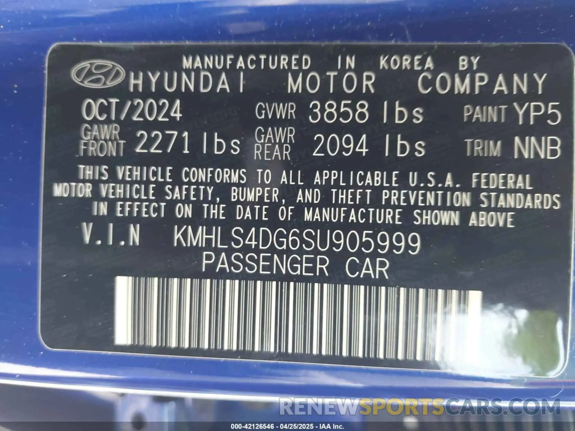 9 Фотография поврежденного автомобиля KMHLS4DG6SU905999 HYUNDAI ELANTRA 2025