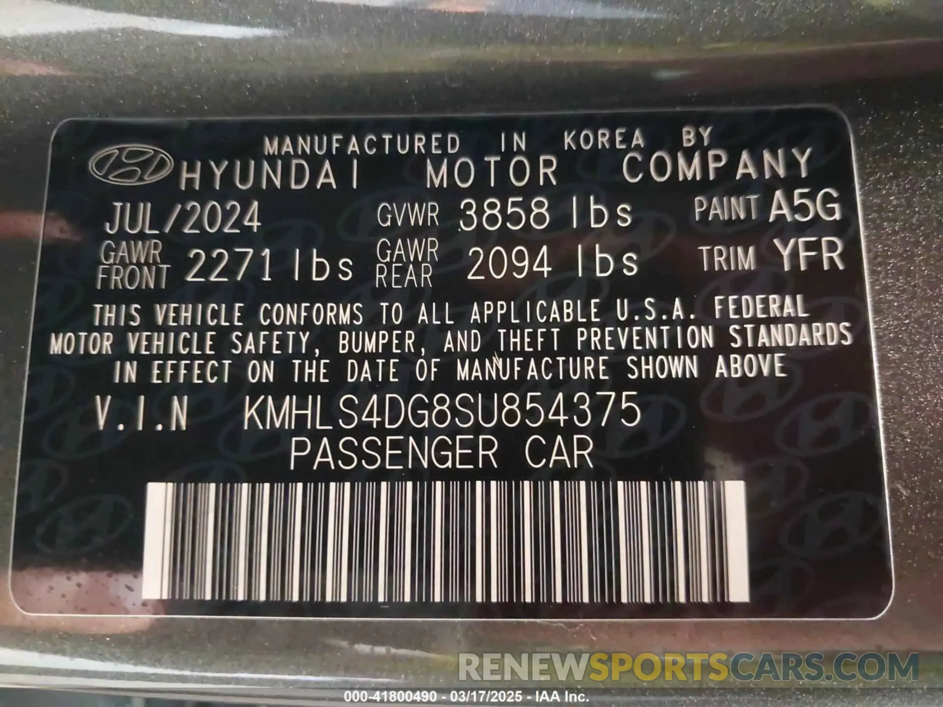 9 Photograph of a damaged car KMHLS4DG8SU854375 HYUNDAI ELANTRA 2025
