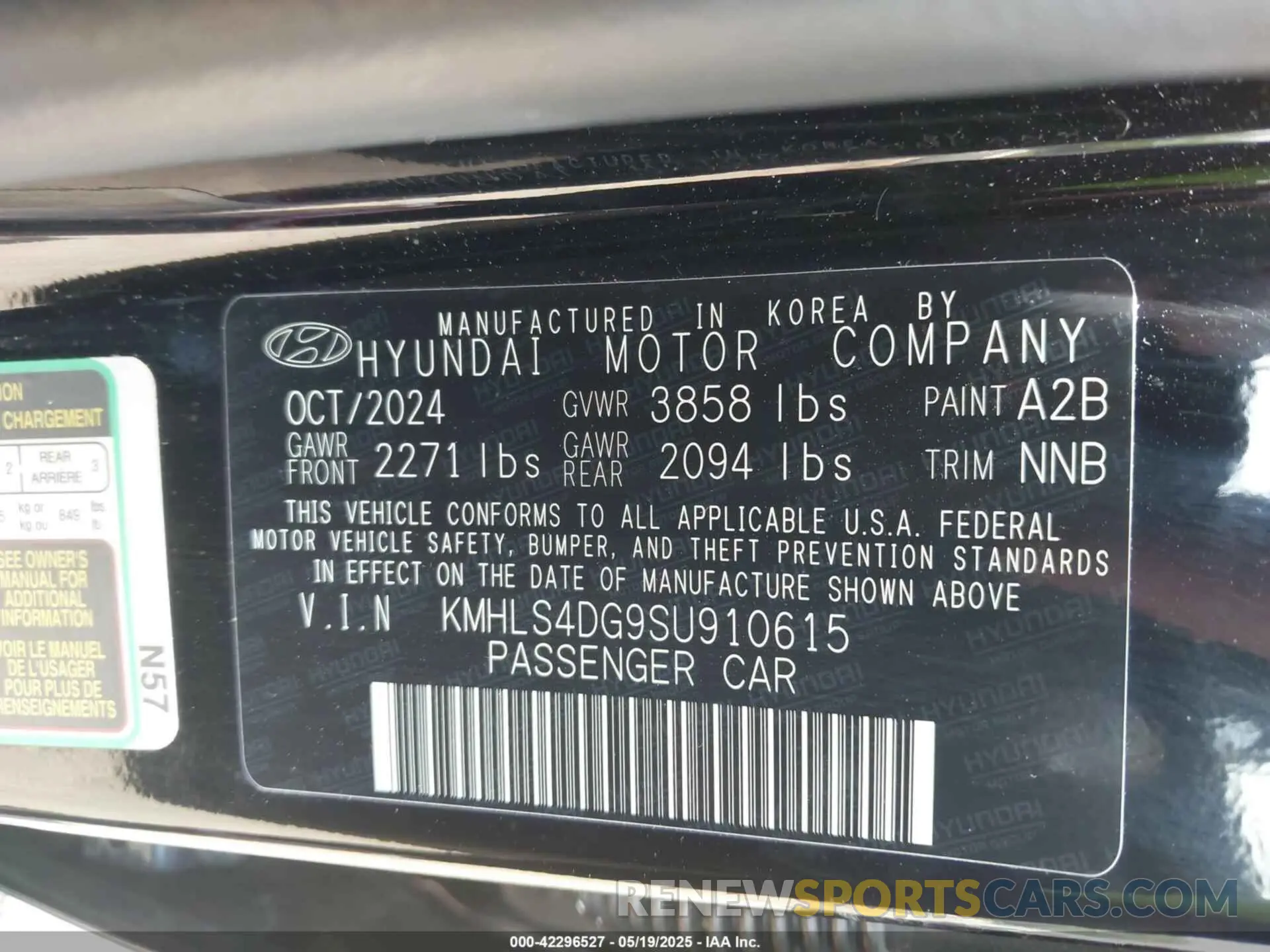9 Photograph of a damaged car KMHLS4DG9SU910615 HYUNDAI ELANTRA 2025